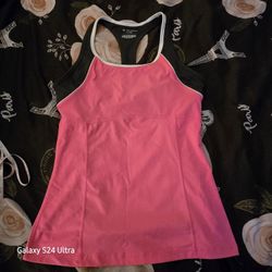 Tek Gear Activewear DryTek Racerback W/Built-in Bra Tank Size Medium Pink/Black