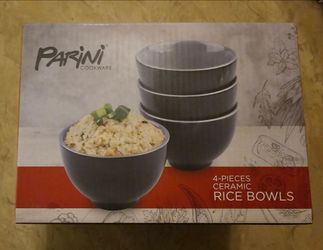 Parini Cookware 4 Piece Ceramic Rice Bowls (Gray)