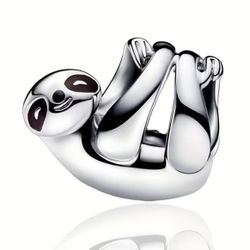 🦥 New! Adorable Sloth “Good Things Take Time” Silver Plated Copper Charm w Gift Bag