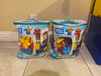 Lot of 2 Fisher-Price Mega Bloks Big Building Bags (160 Pieces Total) - See My Other Items 😀