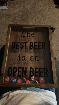 Wooden Beer Cap Collector Shadow Box