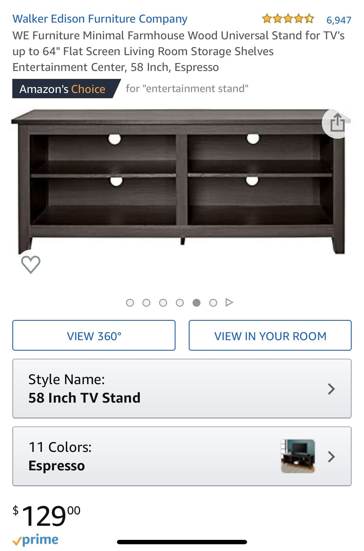 Espresso t.v. Entertainment Center with Shelves