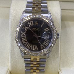 Rolex Diamond Datejust 36mm Steel Gold We Buy Gold Watches Coins Silver Scrap 10k 14k 24k 