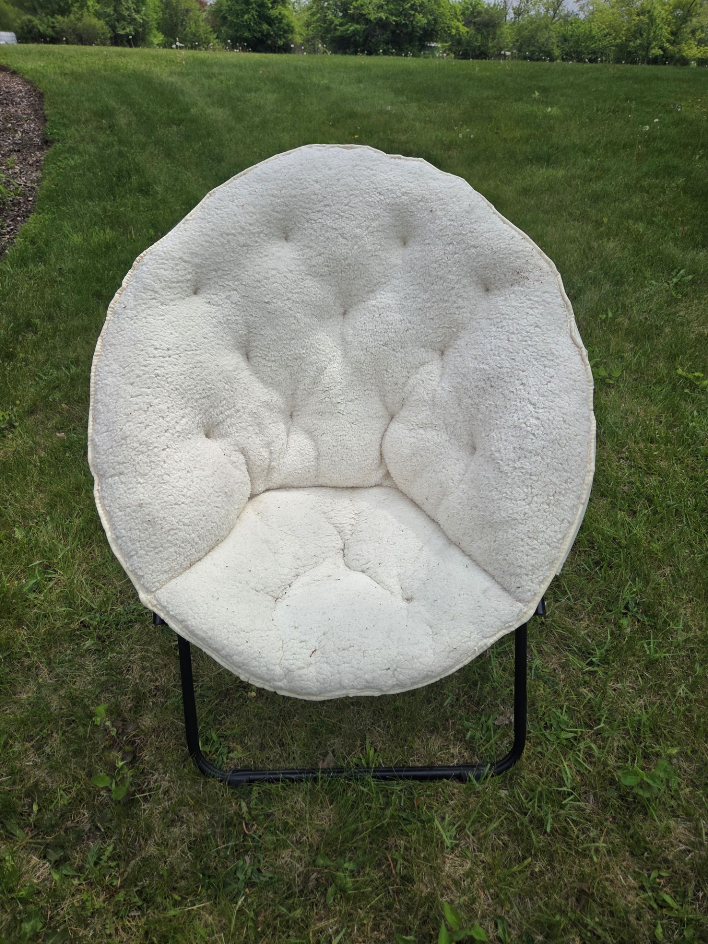 Saucer Chair, Faux Fur, XL Circle Chair, Foldable, Round Oversized