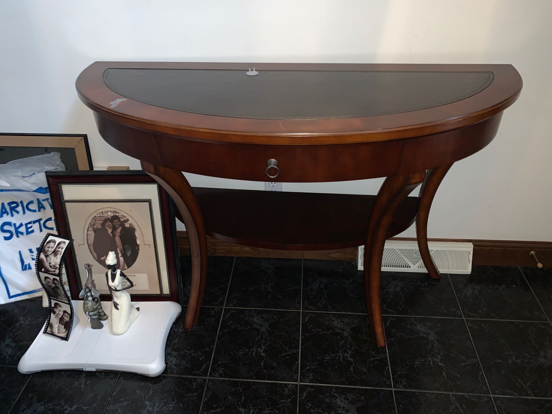 Wooden console table with small drawer and bottom shelf