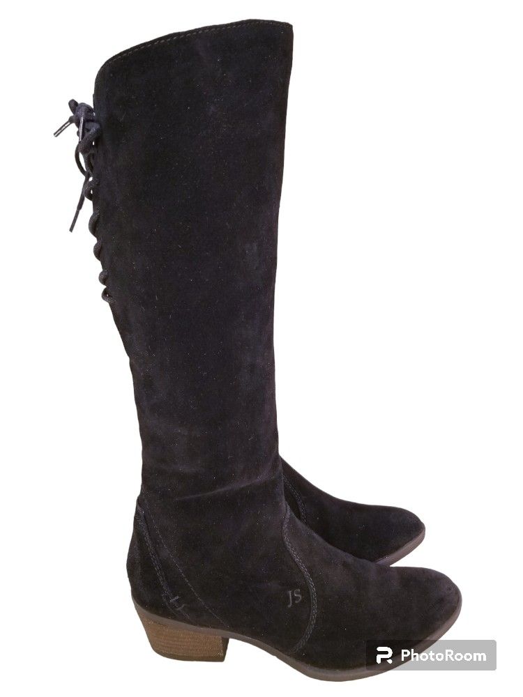 Josef Seibel winter black suede victorian boots fur lining sz 38 /7-7.5
 **price Is Firm**