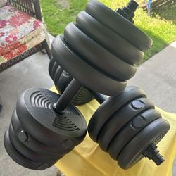 66 Pounds Dumbbells 33 Pounds Each They Come With An Extra Bar So You Can Connect Them And work out for Your Chest
