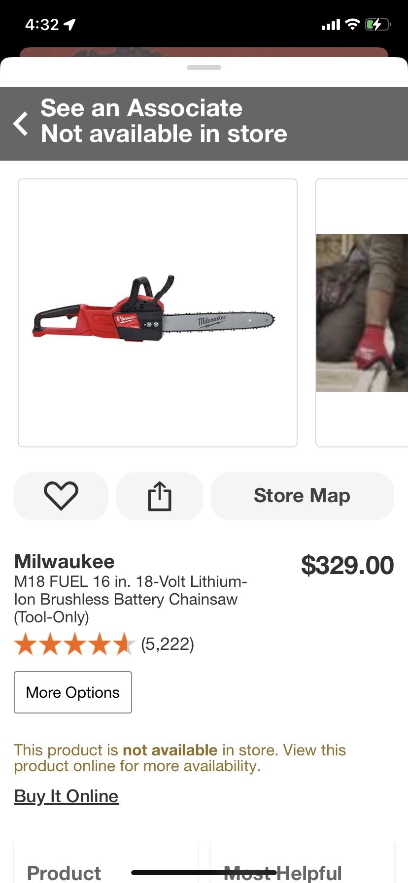 M18 Milwaukee 16= Chainsaw Tool Only 