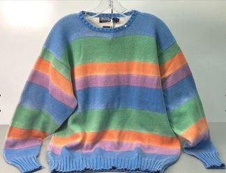 NWT Polo Ralph Lauren Vintage Rainbow Pastel Knit Cotton Pullover Sweater Unisex Large