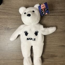 Sable Attitude Bear Plush (1998) WWF Era WWE Wrestling Beanie Baby White New 9”