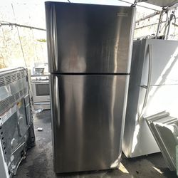 Silver Frigidaire Apt Size Stainless Steel Fridge We Deliver And Install🚚👨🏻‍🔧