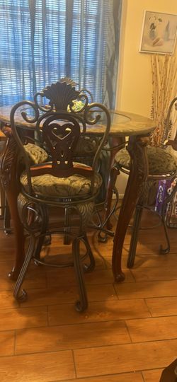 Marble top bar high  table & chairs