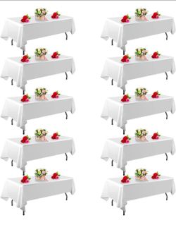 10 Pack White Table Cloth Rectangle Table 60 x 102