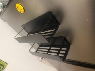 2  Magnetic Spice Storage Rack Organizer for Refrigerator and Oven, Moveable Magnetic Spice Organizer, Black Metal Strong Magnetic Shelf for Fridge an