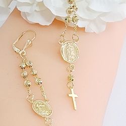 Virgen Mary Earrings 14k Gold Plated 