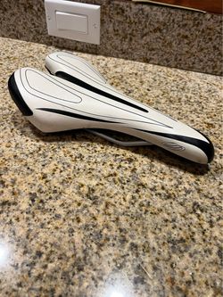 White and Black Bike Saddle with Center Cutout