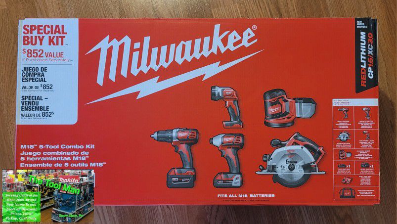 New Milwaukee M18 5 Tool Cordless Combo Kit $280 Firm Pickup Only