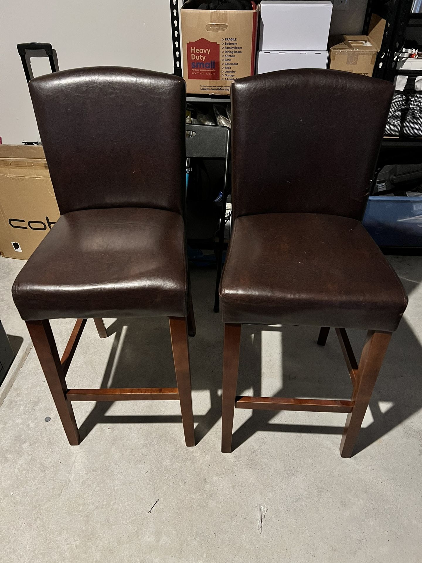 Set Of 2 Brown Bar Stools