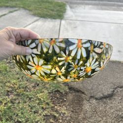 1960’s Vintage Round Fiberglass Traymold Summer Daisy Mid Century Modern Floral Salad Bowl #MCM