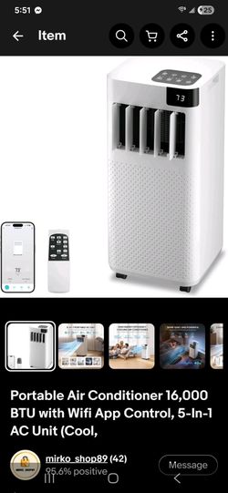Brand New AUGSMILE / Portable Air Conditioner 16,000 BTU 5-in-1 Unit