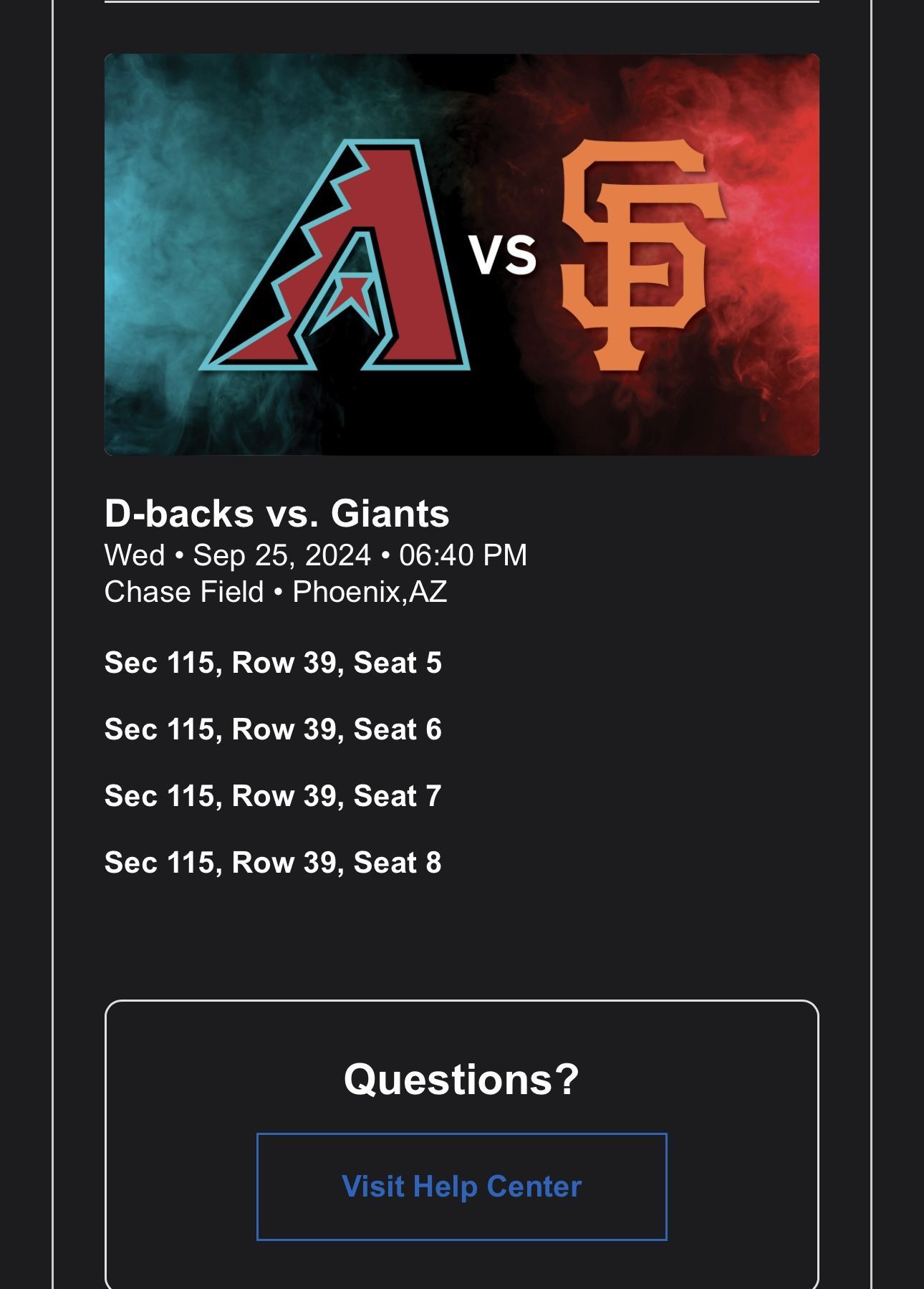 Dbacks vs Giants