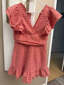 day + moon red and white gingham romper
