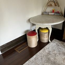 Granite Play Table And Wooden Stools