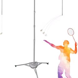 Vertical Badminton Training Device, Height-Adjustable Single Player Rebound Trainer, Portable Sports Self-Study Practice Machine, Suitable for Outdoor