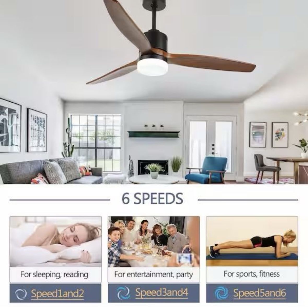Open Box Oaks Aura Novella 52in. LED 6-Speed Solid Wood Indoor Japandi-Zen Ceiling Fan With Light,Latest DC Motor, Matte Black