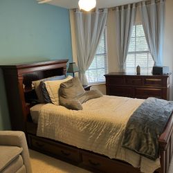 Dark Brown Solid Wood Twin Bed Frame And Twin Trundle