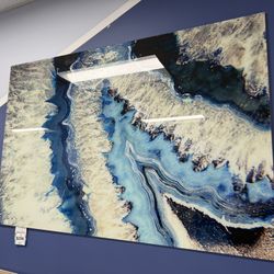 Blue Agate Stone Tempered Glass Wall Art 60”x40”