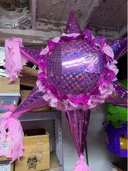 Plain baby pink bola star pinata