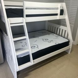 New TWIN Over FULL Bunk With Mattresses INCLUDED New BUNK Litera De Madera Camarote 