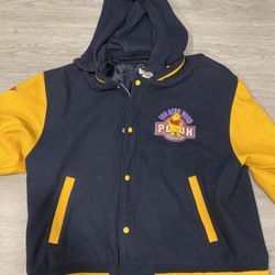 Vintage Winnie The Pooh 100 Acre Wood Wool Stitched Patch Bomber Jacket Men’s XL