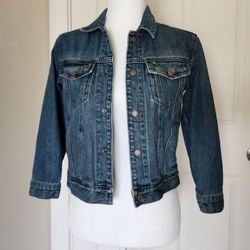 Vintage Est 1989 Distressed Denim Jacket Women's Cotton, Sz M, In Blue Color.