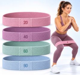 4-Level Fabric Glute Resistance Bands for Hip and Leg Workouts, 4 Pack