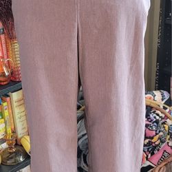 Maurice's Elastic Waist Taupe/Violet Dress Slacks Vintage Sz Lg