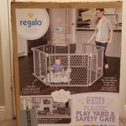 Regalo Plastic 192-Inch Super Wide Adjustable Baby Gate and Play Yard, 4-in-1, Bonus Kit, Includes 4 Pack of Wall Mounts

