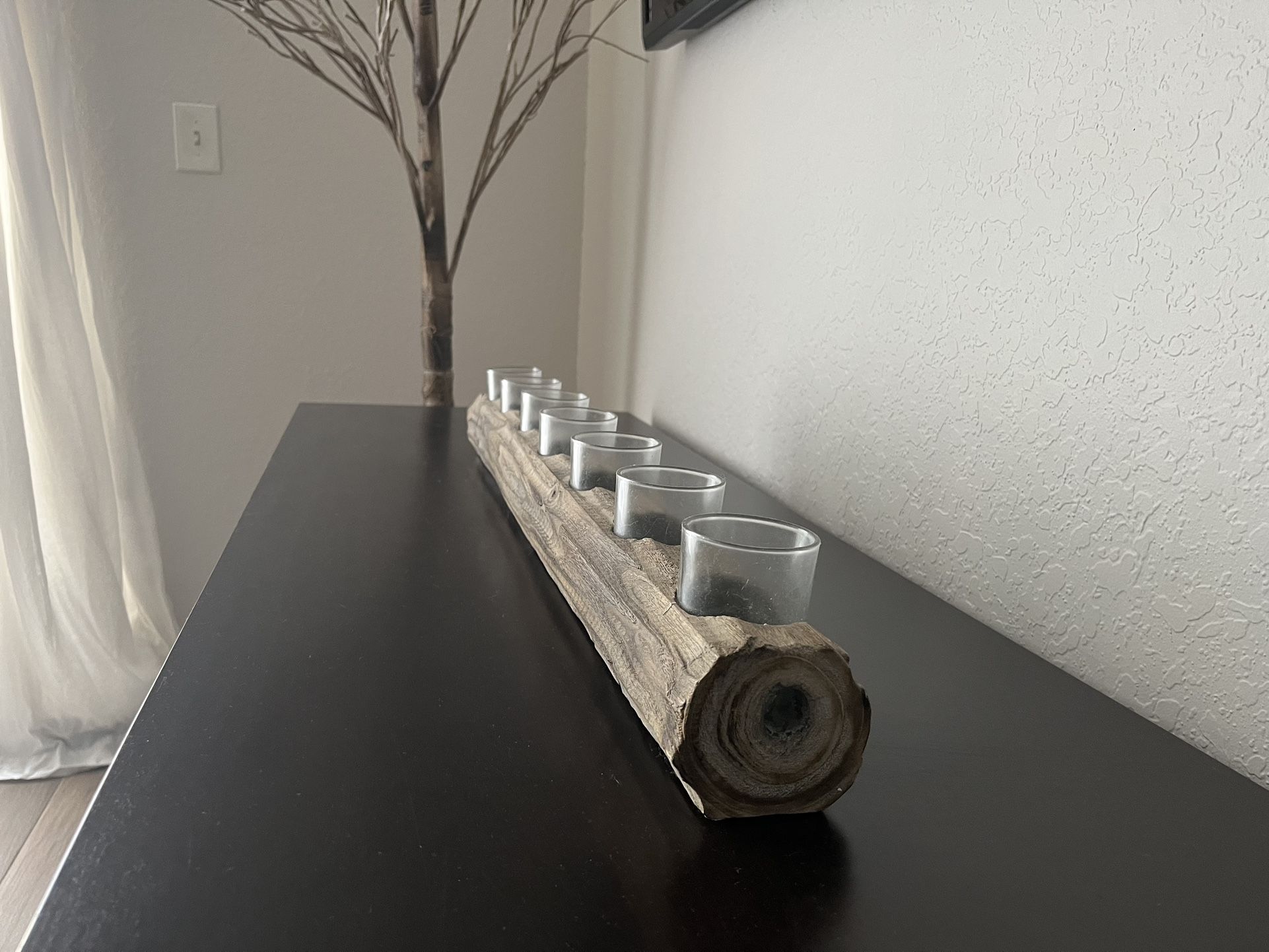 Solid Wood Candle Holder Centerpiece Home Decor 