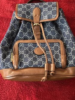 Gucci blue denim jacquard backpack