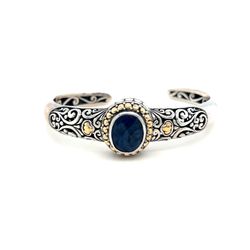 18k Gold/925 Silver Lapis Lazuli Open Cuff