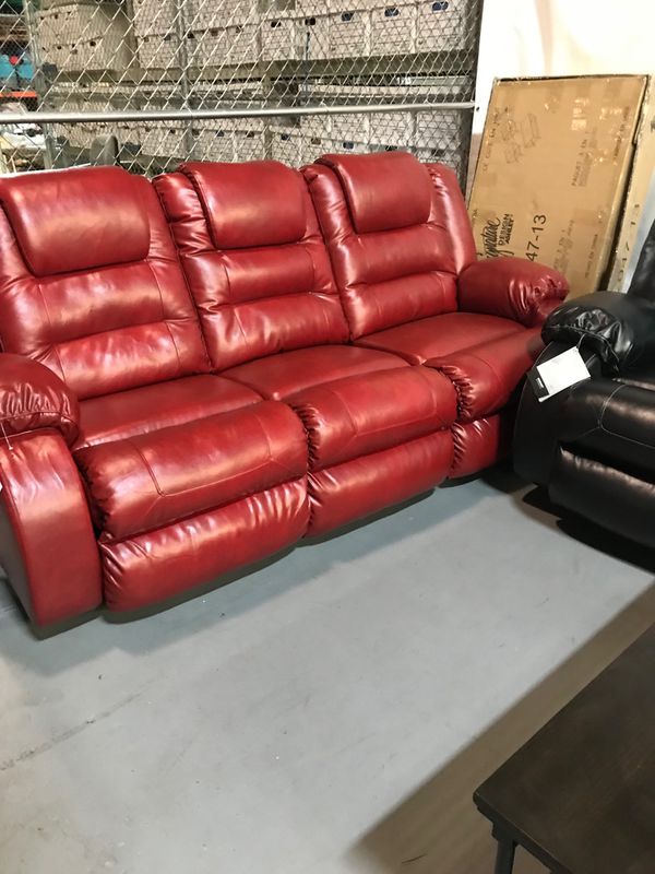 Red Leather Reclining Sofa &amp; Loveseat from Ashley for Sale in