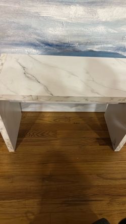 Modern White Marble-Look Desk / Console Table for Sale