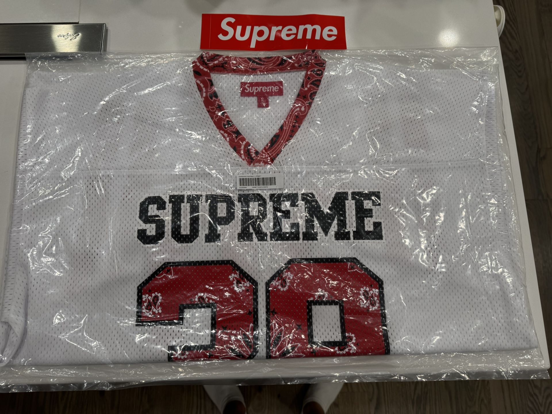Supreme Bandana Football Jersey White Size Large SS25 ~ NEW, SEALED