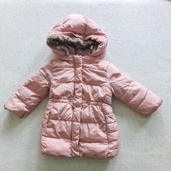 Gap Long Warmest Puffer Jacket with Hoodie - Frosted Pink, 2 Years