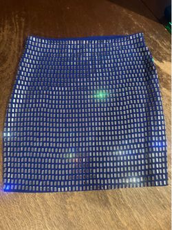 Royal blue mini skirt with sparkle rectangle mirrors all over brand new