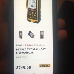 """DEwALT Measureing Tool Bluetooth Compatable"""look At Value""