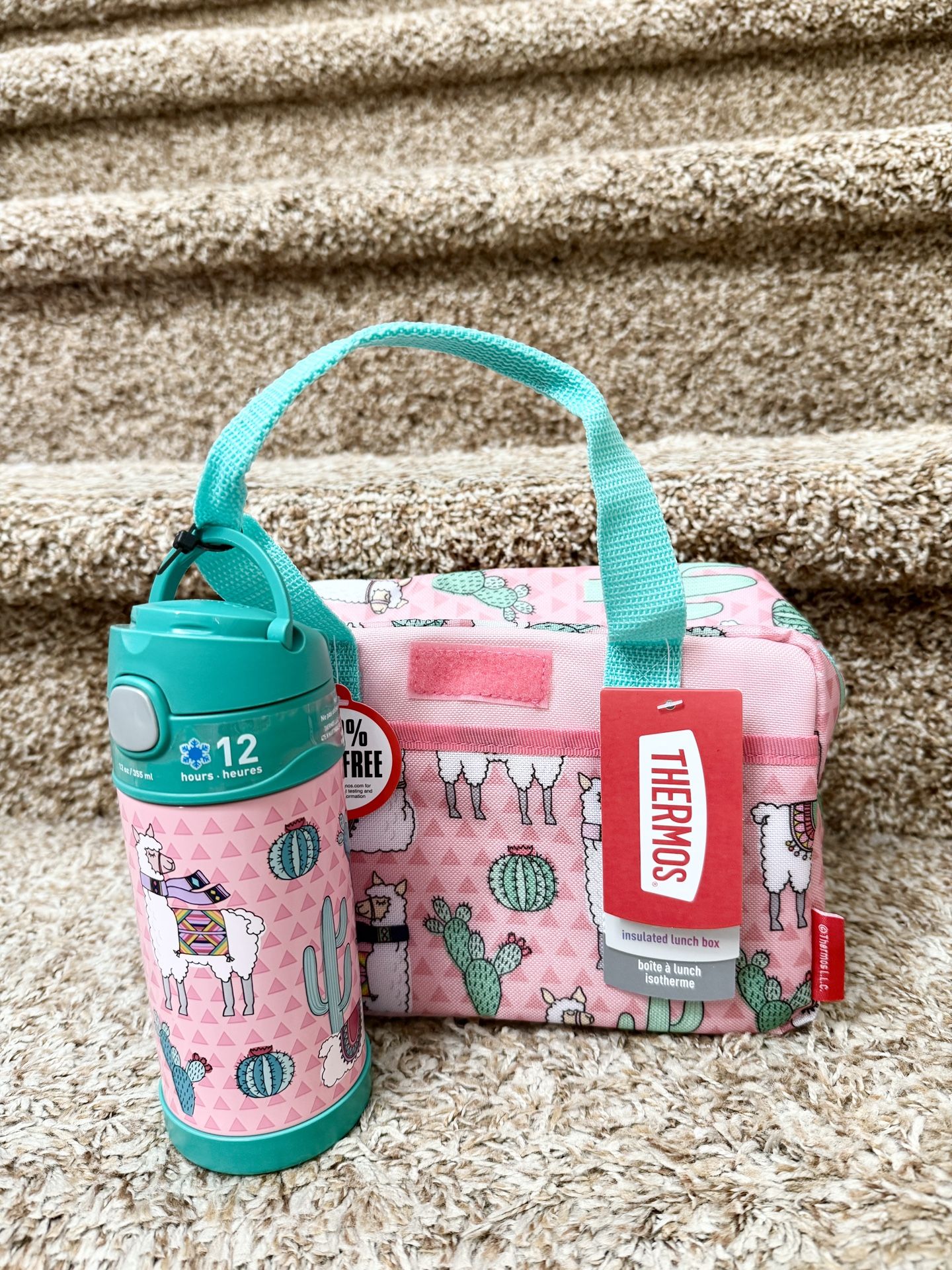 NWT❗️💲20🥘Thermos Funtainer Set, Desert Llama Bottle & Lunch Duffle Combo, 9.25 x 5 x 6.2