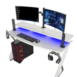 Xtreme White Gaming Desk with Riser