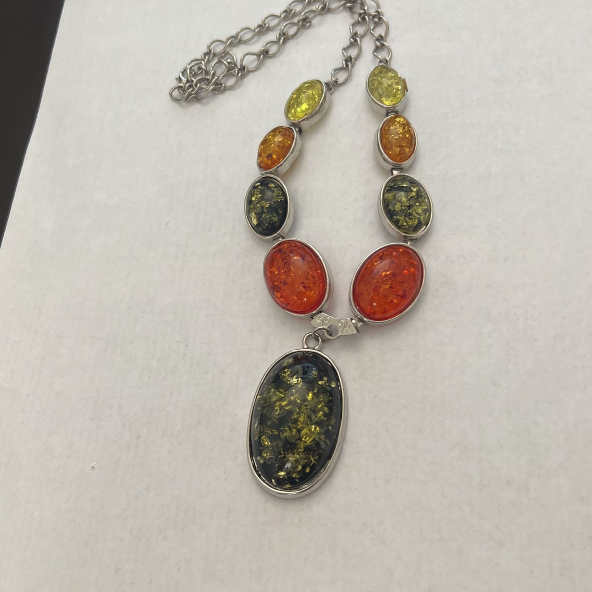 GENUINE AMBER NECKLACE WITH PROTECTIVE COATING ON BACKS ADJUSTABLE